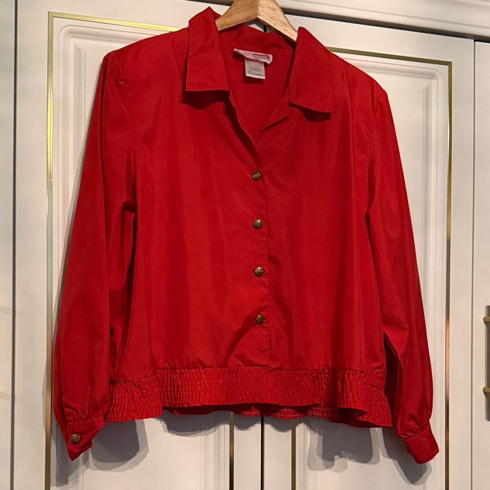 Vintage Red Button-Up Blouse